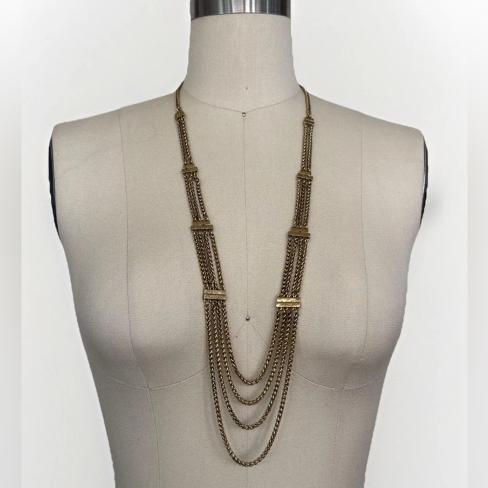Lucky Brand Gold Tone Layered Chain Necklace ECU
